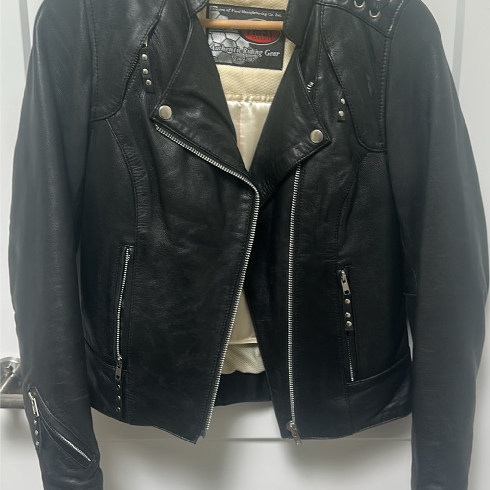 Genuine leather motorcycle jacket